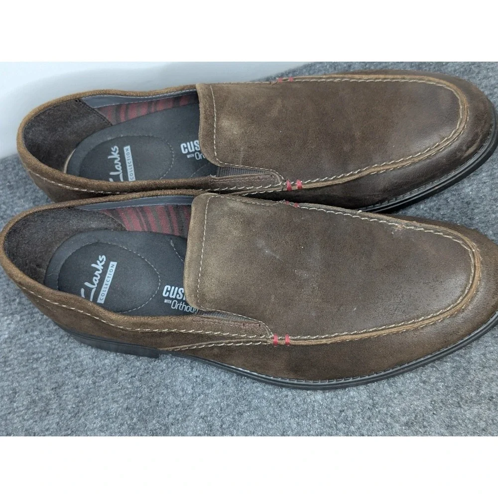 Clarks Collection Men's Size‎ 10.5 Soft Cushion W/ Ortholite Loafers Brown Suede